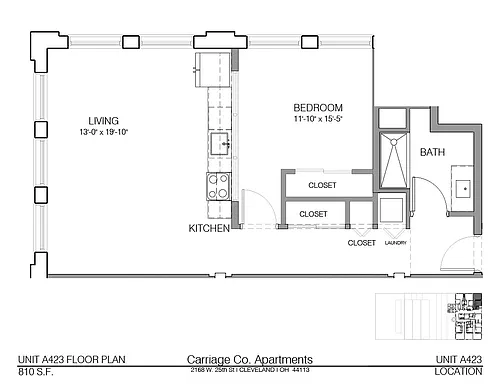 Floor plan c1-810 - 1 bed, 1 bath