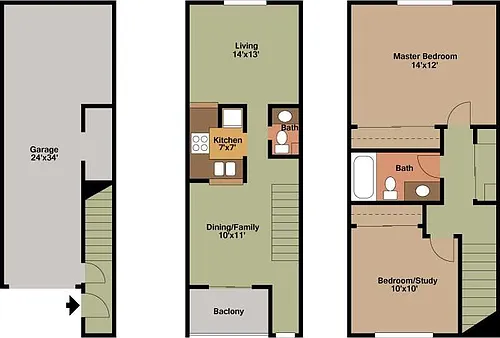 Floor plan 2 Bedroom 2 Baths