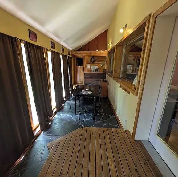 Sun porch. (With Sauna door far end)
