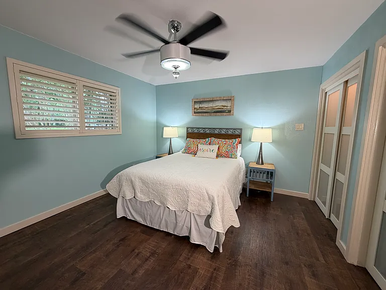 Bedroom 2 with queen size bed and double closets