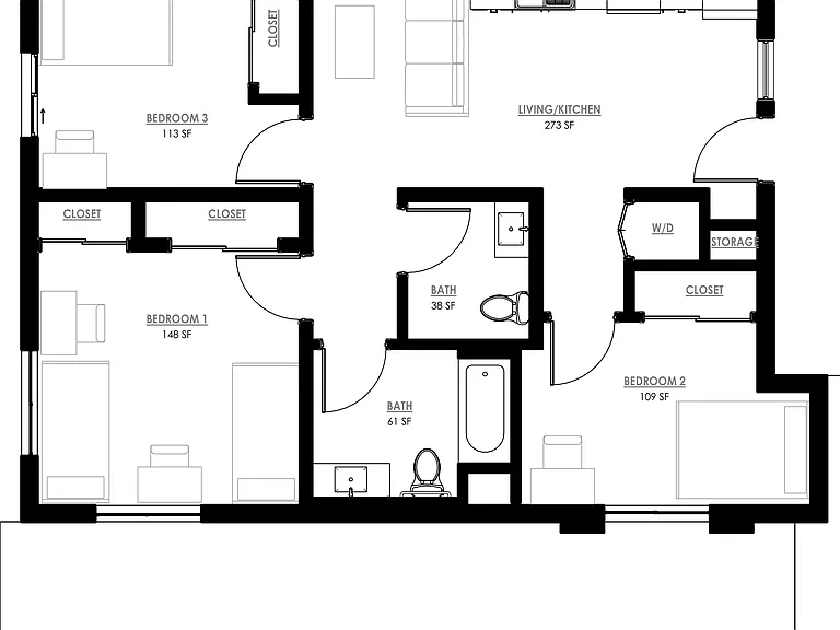 3BED&1.5BATH-970SF 3BED&1.5BATH-970SF