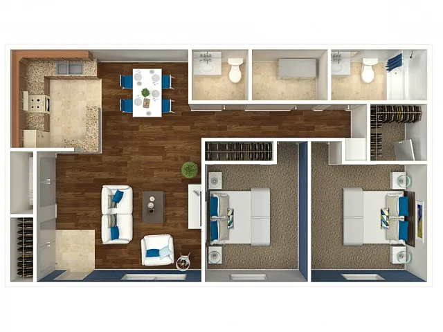 Floor plan 2 Bedroom 1.5 Bath