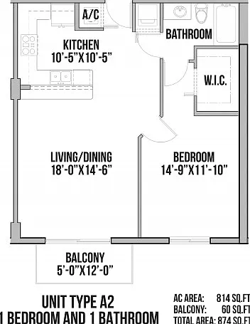 A2 | 1 Bedroom, 1 Bath A2 | 1 Bedroom, 1 Bath