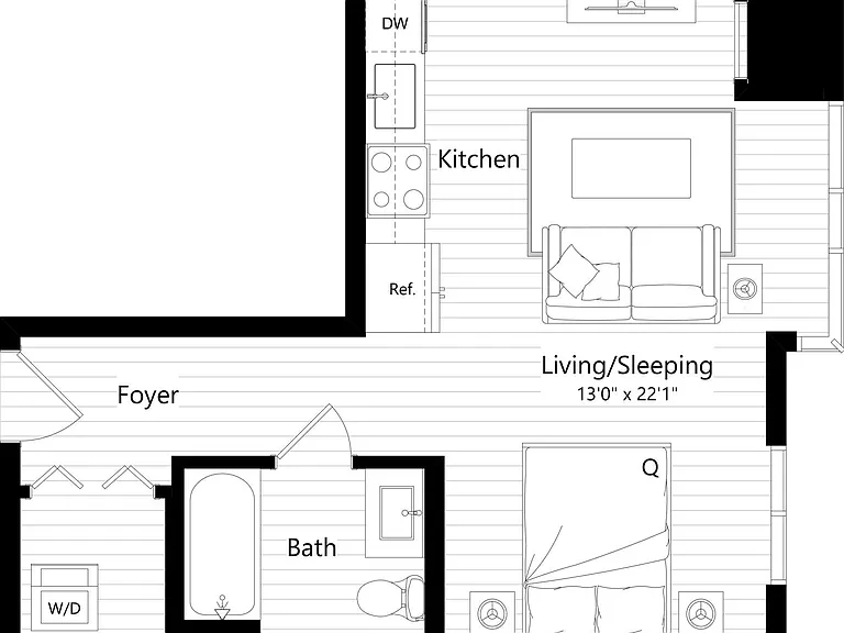 MS6 | Studio | 1 Bath floor plan Verra
