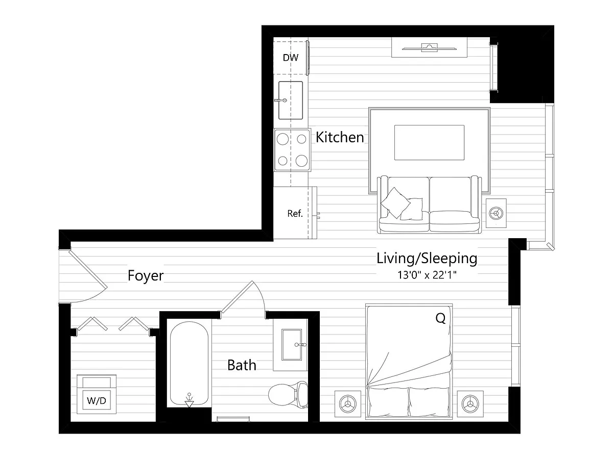Floor plan MS6 | Studio | 1 Bath