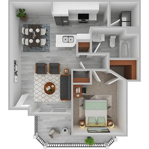 Floor plan Plan F- 1 bed 1 bath