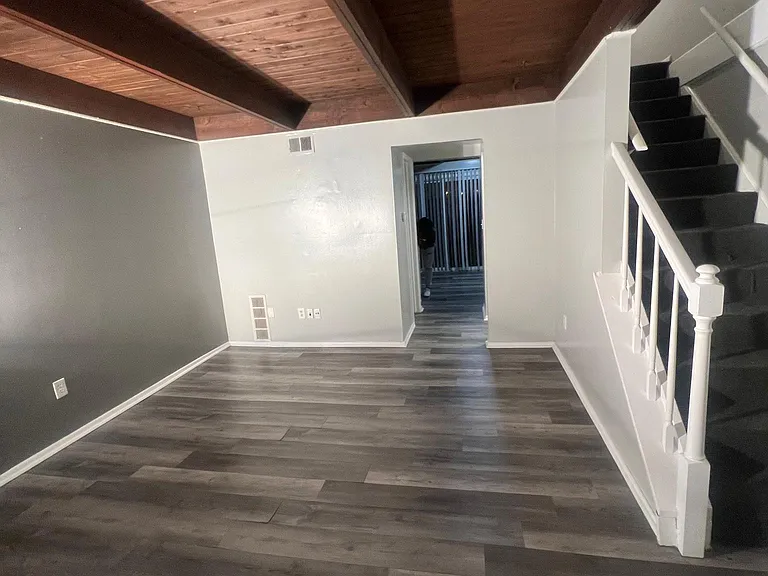 Living Room with timber ceilings