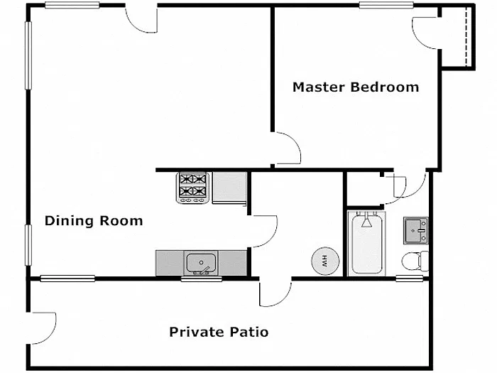 Floor plan 1 Bed / 1 Bath: Type A