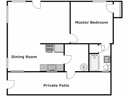 Floor plan 1 Bed / 1 Bath: Type A