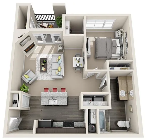 Floor plan 1 Bed 1 Bath