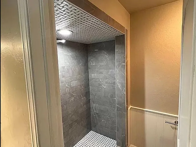 renovated second bathroom with large shower