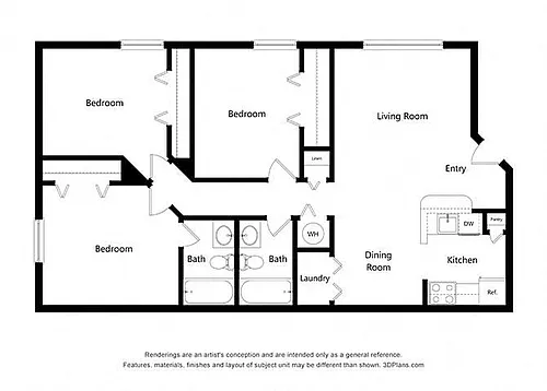 Floor plan Three Bedroom