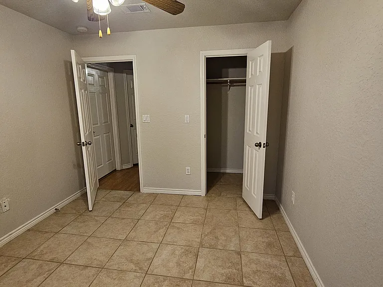 Bedroom with own closet.