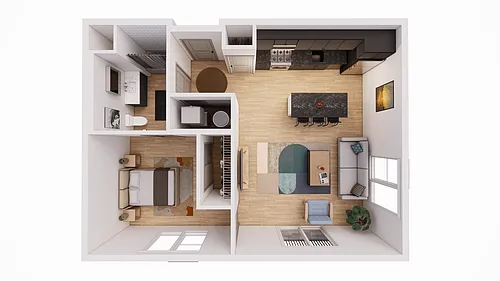 Floor plan 1 Bed 1 Bath L