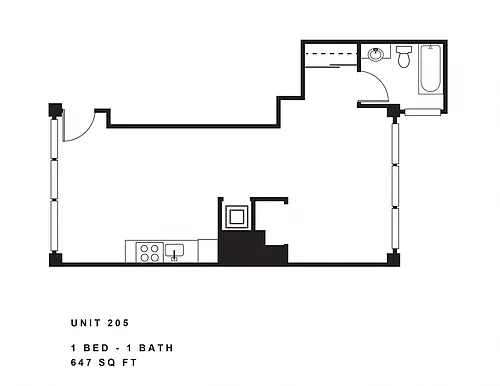 Floor plan 1 Bedroom, 1 Bath C