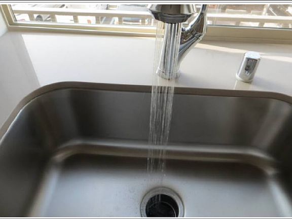 Kitchen sink by window