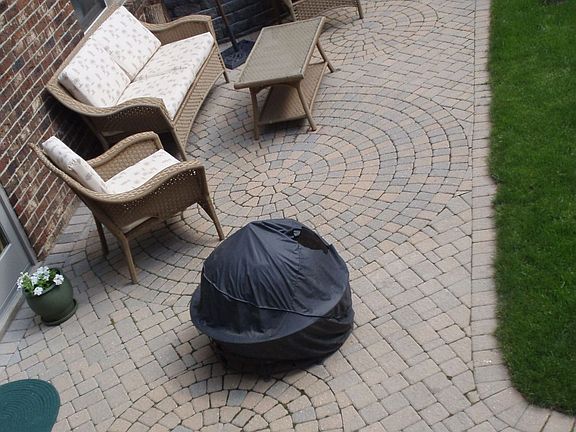 Cobblestone Patio that leads to New Deck