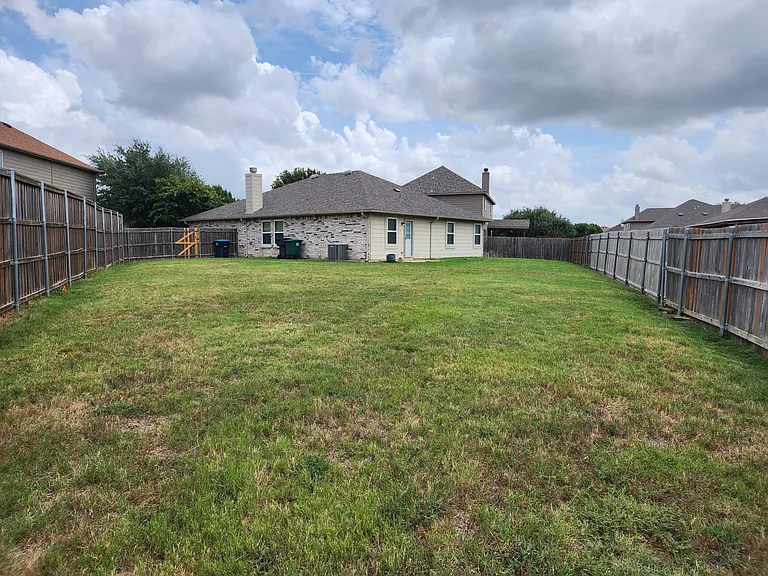 Large pie-shaped back yard