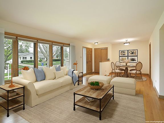 Virtually staged to show furniture placement. 