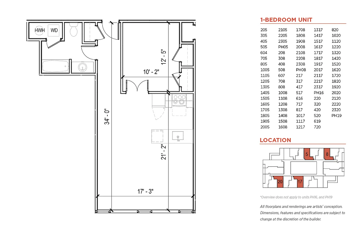 Floor plan One Bedroom Style 2