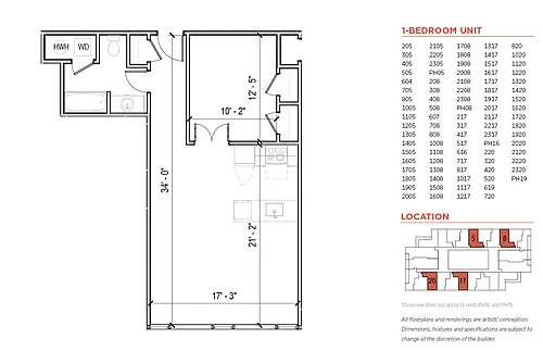 Floor plan One Bedroom Style 2