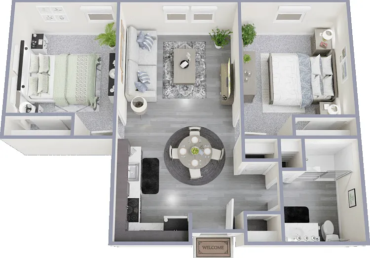 2 Bedroom Floorplan Diagram