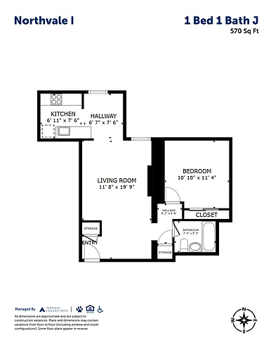 Floor plan 1 Bed 1 Bath J