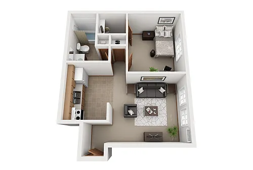 Floor plan 1 BR 1 BA - Timber - Straight