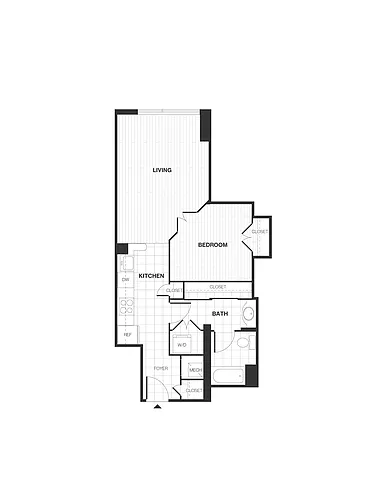 Floor plan Studio/1 Bath with Den