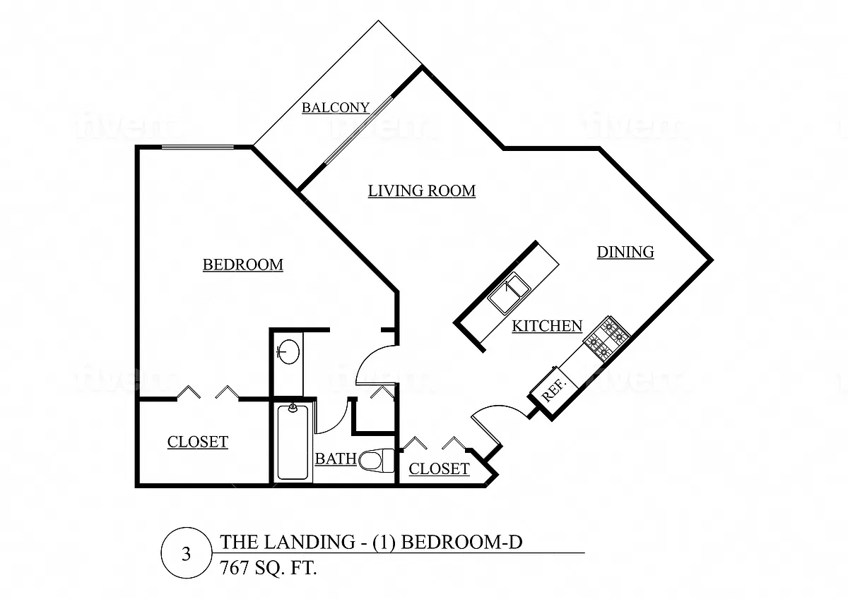 Floor plan One Bedroom B