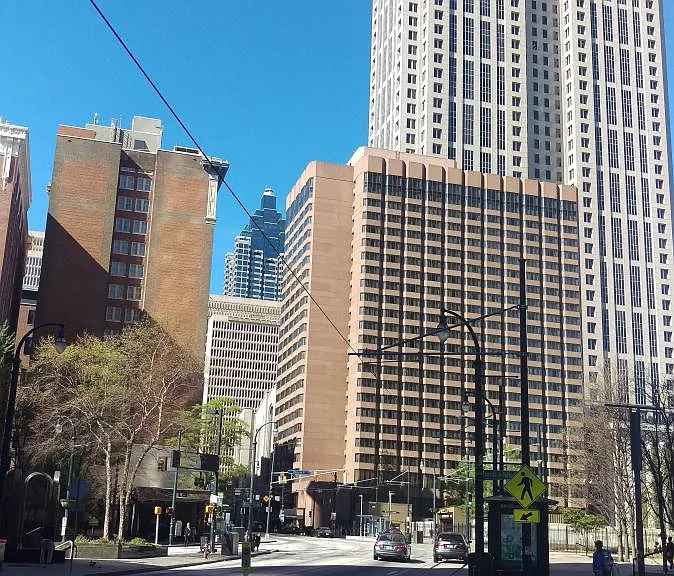 The view up Peachtree Street, just steps from the condo.