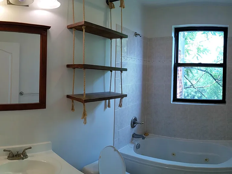 Bright bathroom with large tub