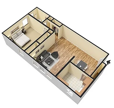 Floor plan 1 Bedroom Apartment - A Style