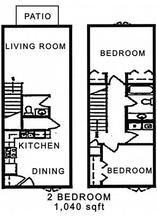 Floor plan 2 Bedroom 1.5 Bathroom