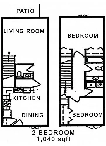 Floor plan 2 Bedroom 1.5 Bathroom