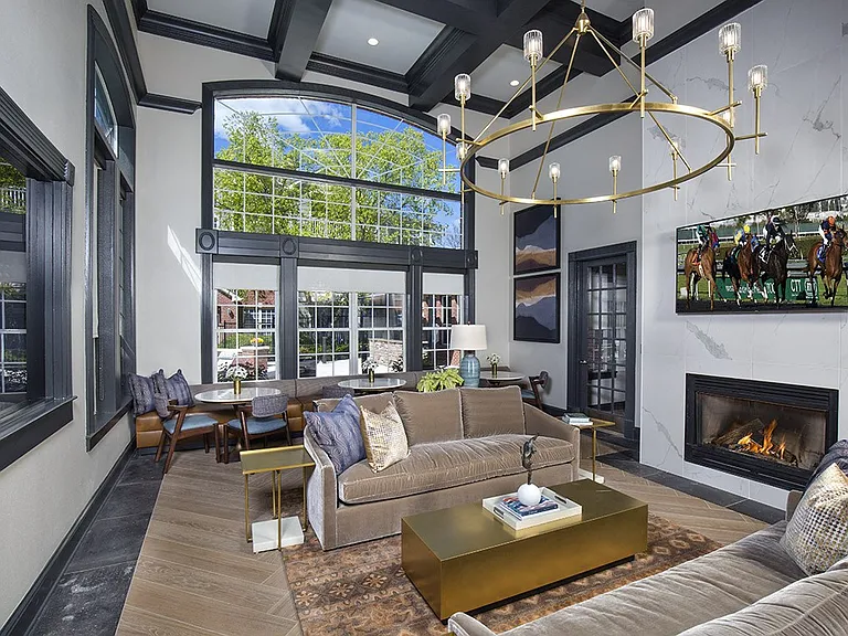 Resident lounge with fireplace
