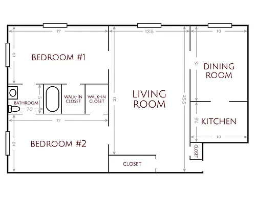 Floor plan Large Two Bedroom