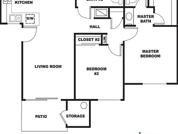 Laguna - 2x2 traditional - super large walk in closet in the master bedroom and smaller bedroom as a wall to wall closet