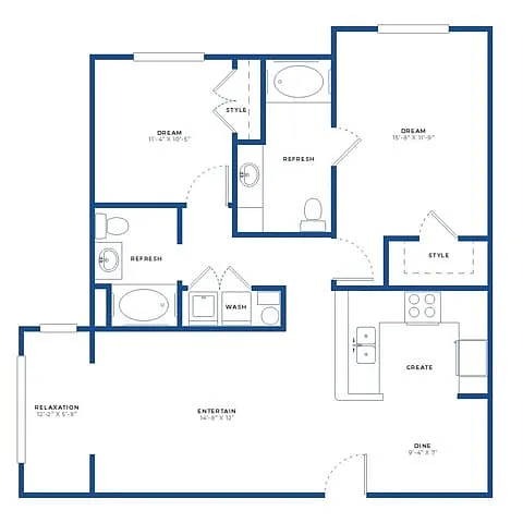 Floor plan 2X2 Small W/ Sunroom