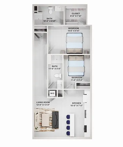 Floor plan 2 bedroom 2 bath