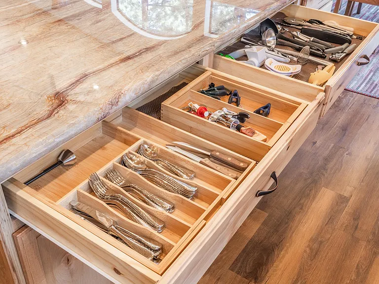 Plenty of utensils for meals in the chef's kitchen