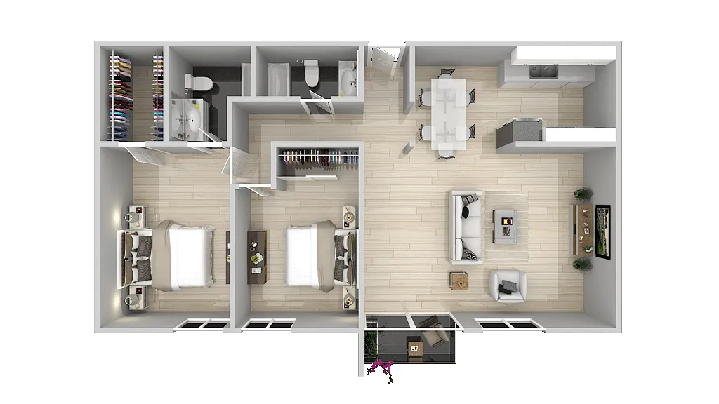 Floor plan 2 bedroom 2 baths
