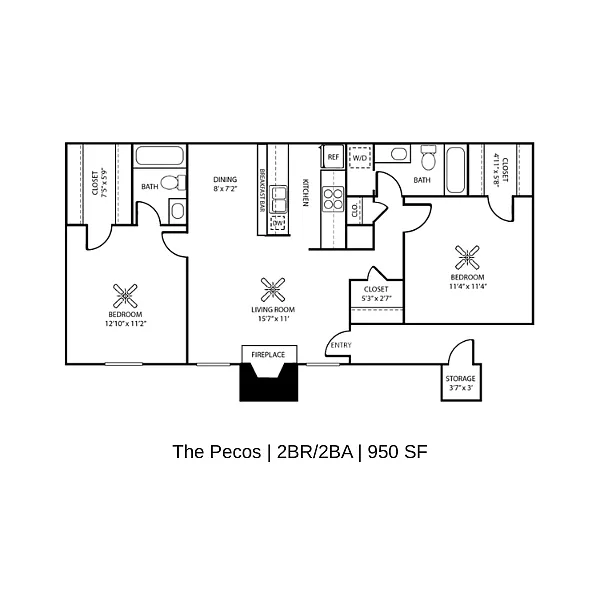 Floor plan 2 Bedroom 2 Bathroom