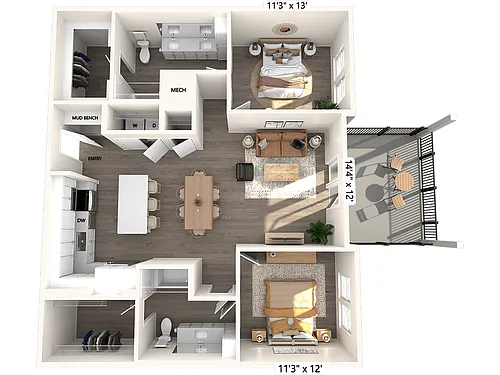 Floor plan B4-1239sf-254-256