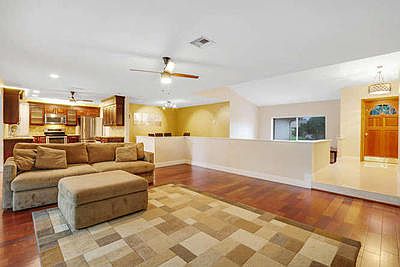 Open living w high ceilings