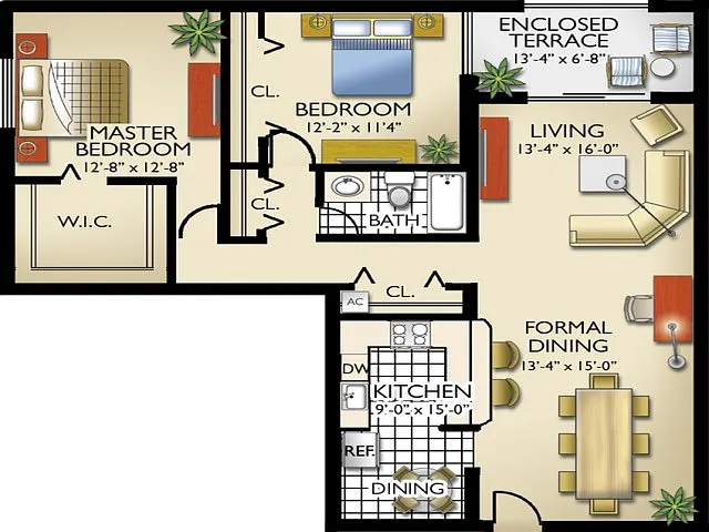 Model C-1 | 2 Bedrooms, 1 Bath Model C-1 | 2 Bedrooms, 1 Bath
