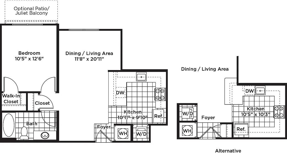 Floor plan 1 Bedroom 1 Bath - A10