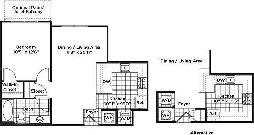 Floor plan 1 Bedroom 1 Bath - A10