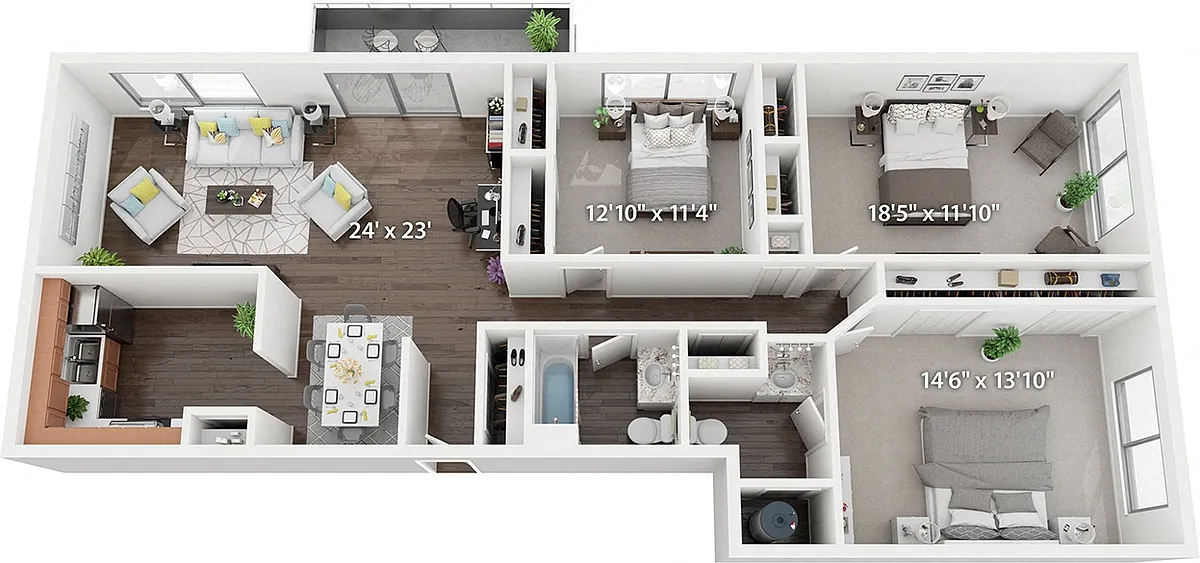 Floor plan 3 Bed | 2 Bath 1,510 sq. ft.