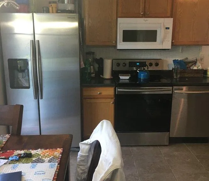 Microwave has been updated to stainless steel.